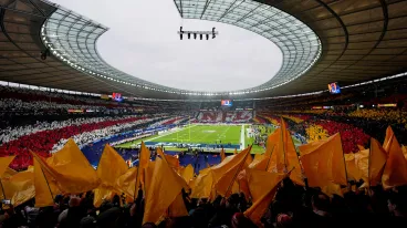 Der Innenraum des Berliner Olympiastadions während des NFL Berlin Game 2025 zwischen den Indianpolis Colts und den Atlanta Falcons