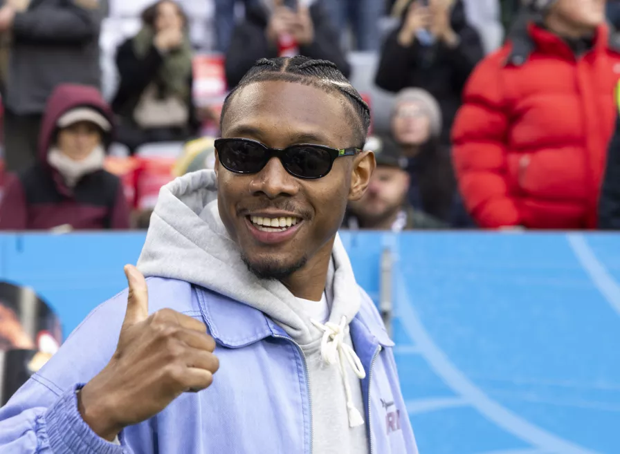 David Alaba in der Allianz Arena als Gast beim NFL Munich Game 2024